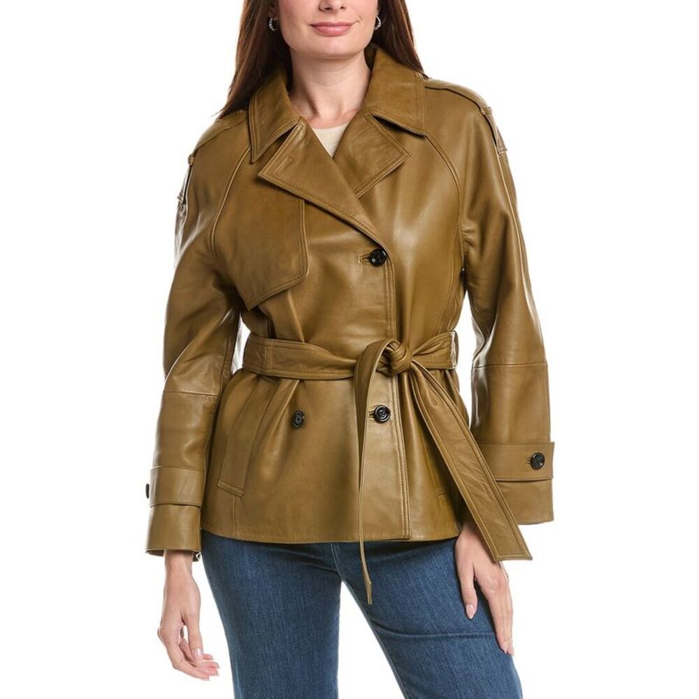 Walter Baker Womens Atlas Leather Jacket, Yellow